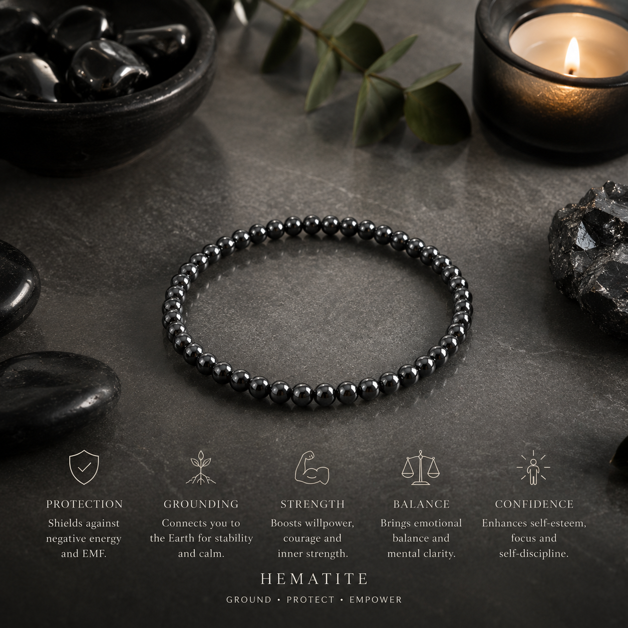 Hematite Bracelet - 4mm