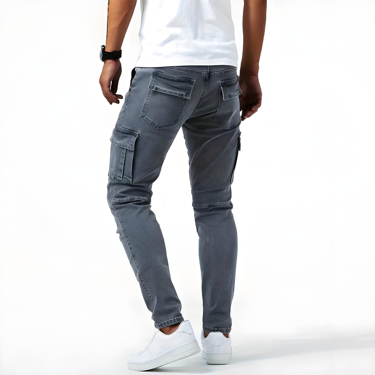 Men's stretch denim cargo trousers