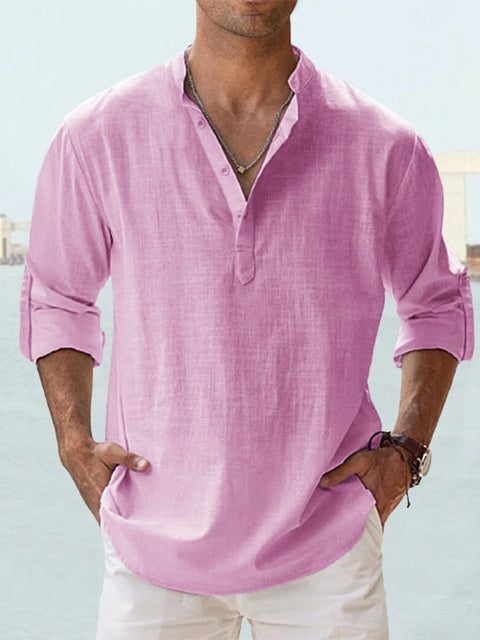 Men's linen T-shirt in pink