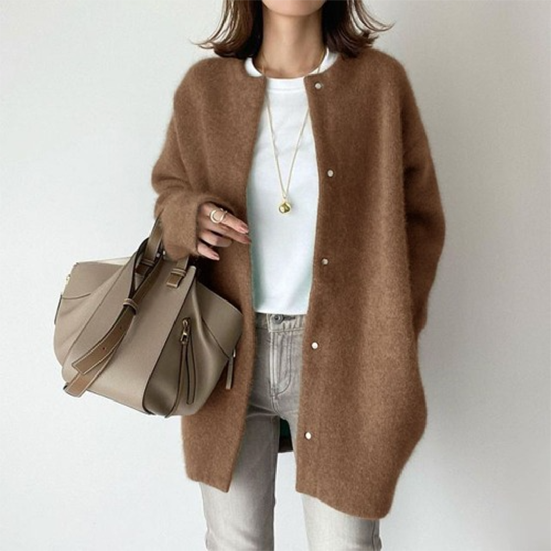 Women's cotton cardigan in caramel