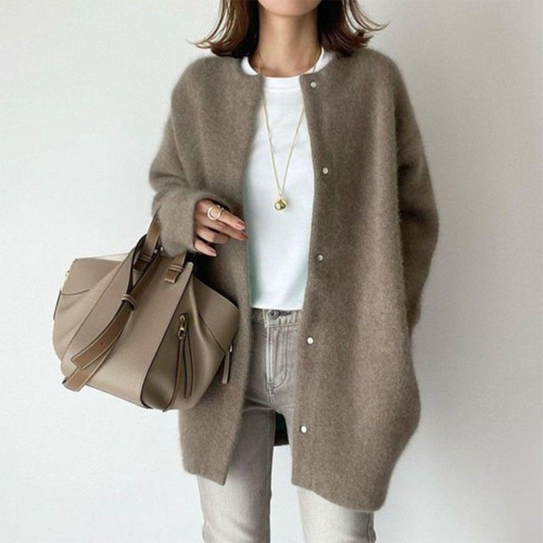 Women's cotton cardigan in coffee
