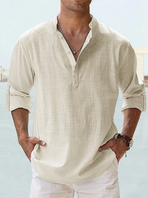 Men's linen T-shirt in beige