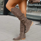 Women's suede knee-high boots in green