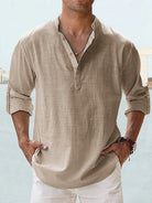 Men's linen T-shirt in khaki