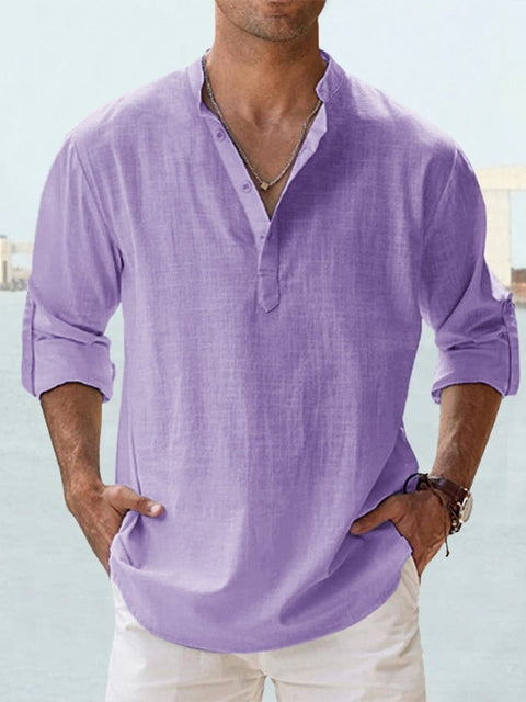 Men's linen T-shirt in purple
