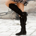 Women's suede knee-high boots in black